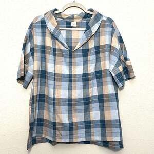 Lintico Sierra Womens Linen Blend Popover Tunic Top L Lagenlook Relaxed Coastal